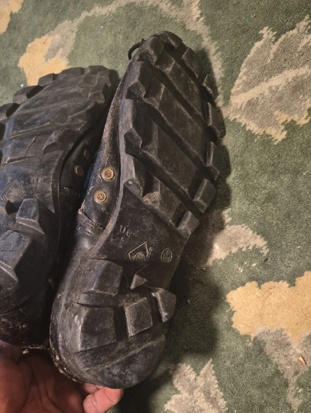 Men's Olive Green and Black Lace-Up Combat Boots